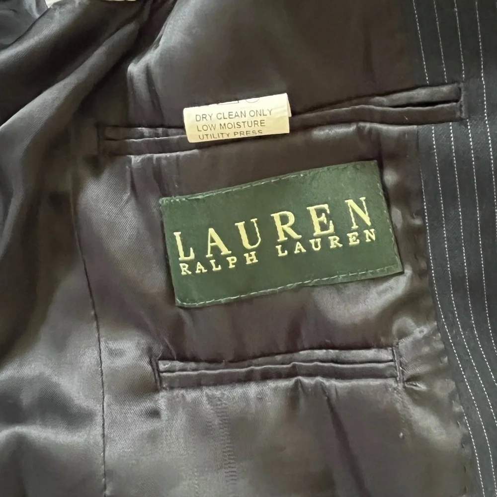 Lauren Ralph Lauren Navy Blue Pinstriped Suit Jacket Blazer Boys Size 10R